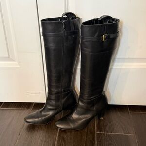 Ralph Lauren Susie Black Heeled Leather Boots
